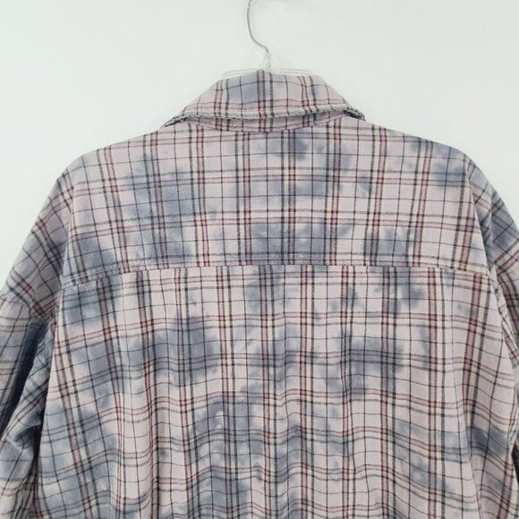 Talulah Women's Long Sleeve Button Down Shirt Plaid Tie Dye Bleach  Size S - Picture 8 of 9